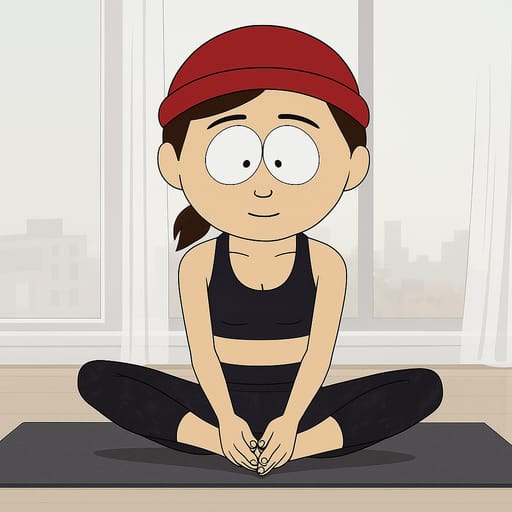 girl-yoga photo transformed into South Park AI artwork - south park style generator