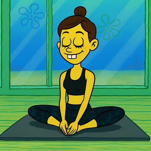 girl-yoga photo transformed into SpongeBob SquarePants AI artwork - spongebob squarepants style generator