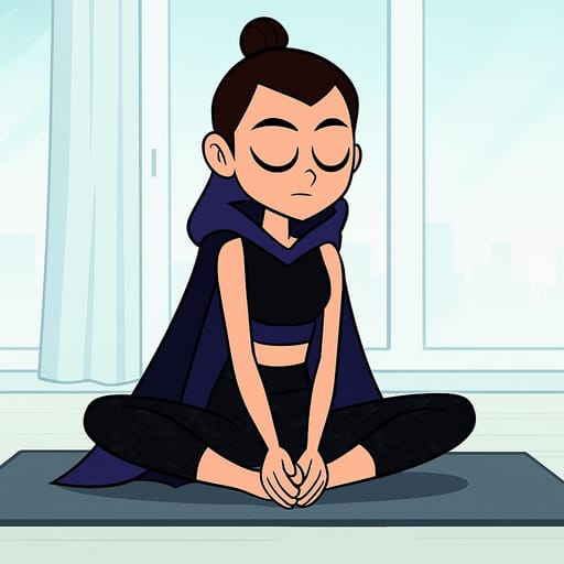 girl-yoga photo transformed into Teen Titans Go! AI artwork - teen titans go! style generator