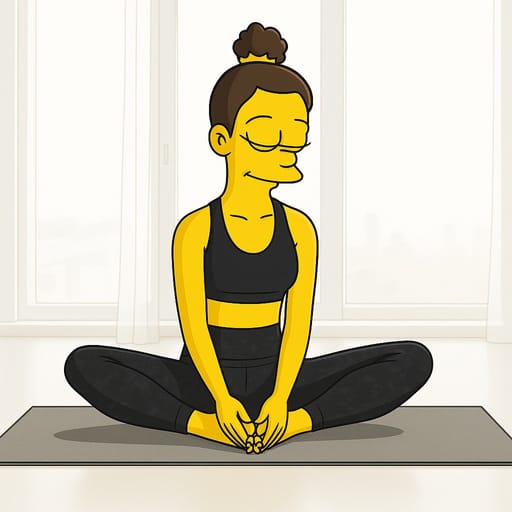 girl-yoga photo transformed into The Simpsons AI artwork - the simpsons style generator