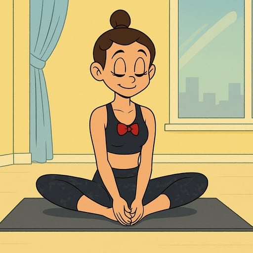 girl-yoga photo transformed into Tom & Jerry AI artwork - tom & jerry style generator