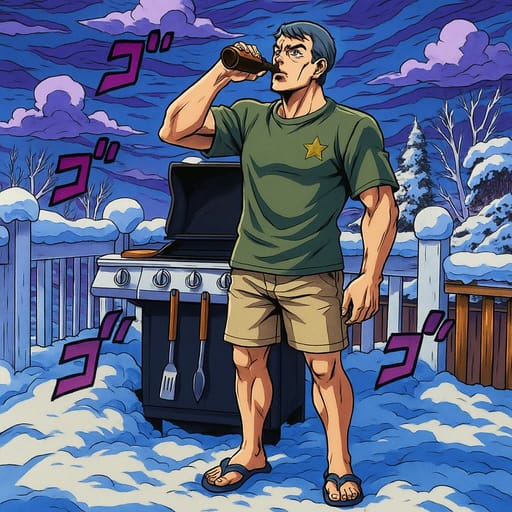 guy-beer photo transformed into JoJo's Bizarre Adventure AI artwork - jojo's bizarre adventure style generator
