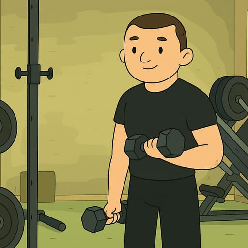 guy-gym photo transformed into Adventure Time AI artwork - adventure time style generator
