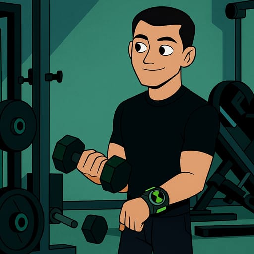 guy-gym photo transformed into Ben 10 AI artwork - ben 10 style generator