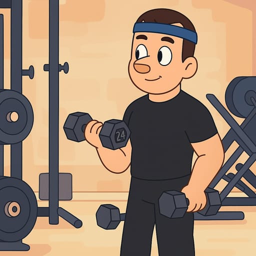 guy-gym photo transformed into Bluey AI artwork - bluey style generator