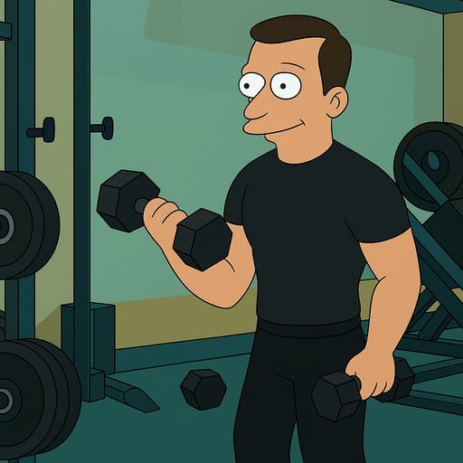 guy-gym photo transformed into Futurama AI artwork - futurama style generator