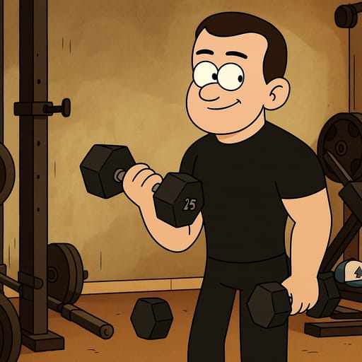 guy-gym photo transformed into Gravity Falls AI artwork - gravity falls style generator