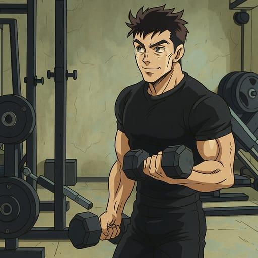 guy-gym photo transformed into JoJo's Bizarre Adventure AI artwork - jojo's bizarre adventure style generator