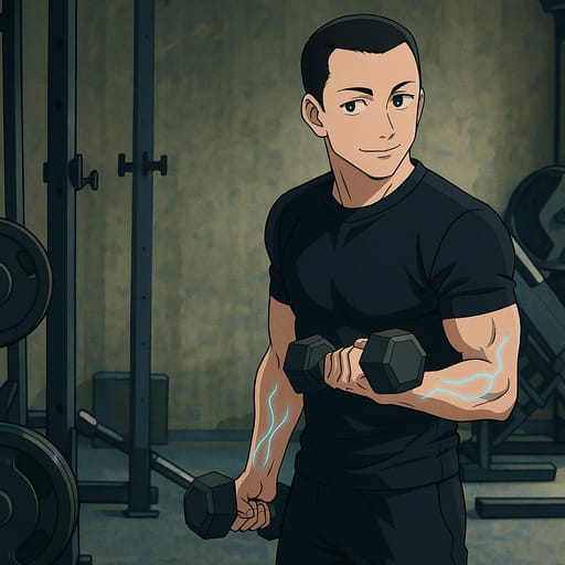 guy-gym photo transformed into Jujutsu Kaisen AI artwork - jujutsu kaisen style generator