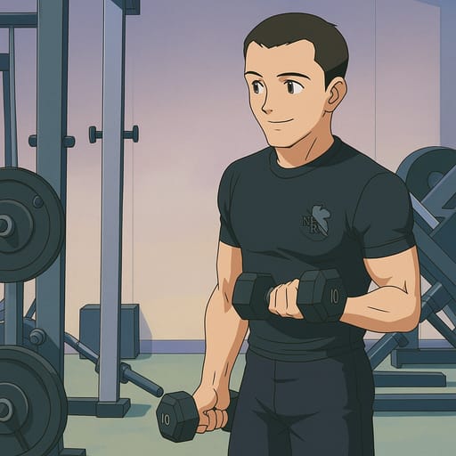 guy-gym photo transformed into Neon Genesis Evangelion AI artwork - neon genesis evangelion style generator