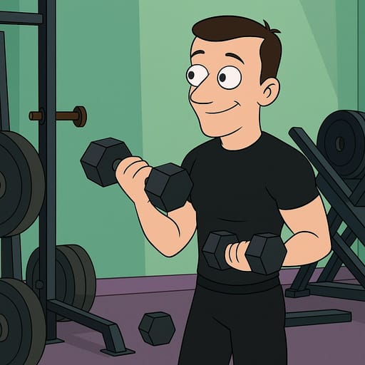 guy-gym photo transformed into Phineas and Ferb AI artwork - phineas and ferb style generator