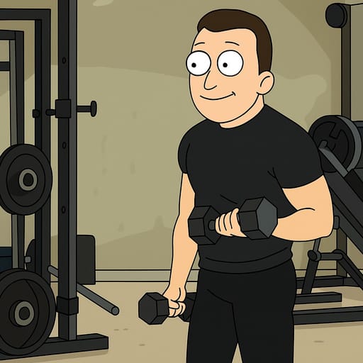 guy-gym photo transformed into Rick and Morty AI artwork - rick and morty style generator