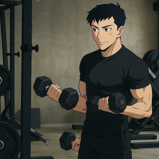 guy-gym photo transformed into Solo Leveling AI artwork - solo leveling style generator