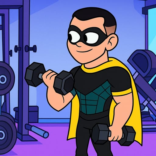 guy-gym photo transformed into Teen Titans Go! AI artwork - teen titans go! style generator