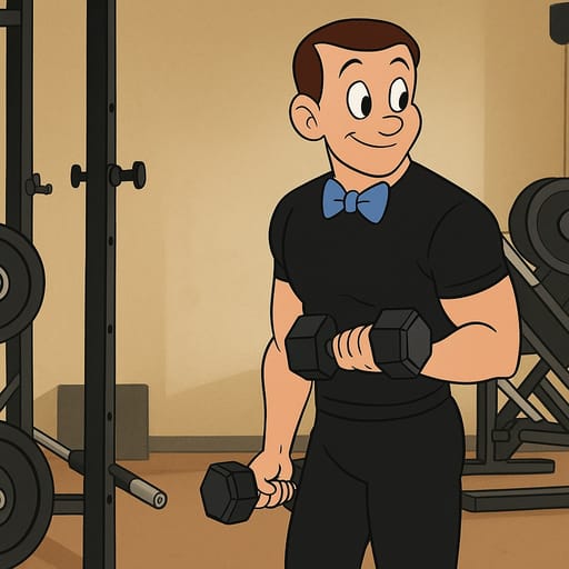 guy-gym photo transformed into Tom & Jerry AI artwork - tom & jerry style generator