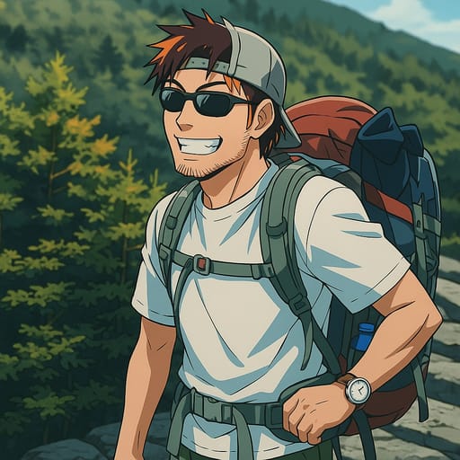 guy-hike photo transformed into Bleach AI artwork - bleach style generator