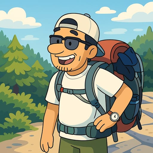 guy-hike photo transformed into Bluey AI artwork - bluey style generator