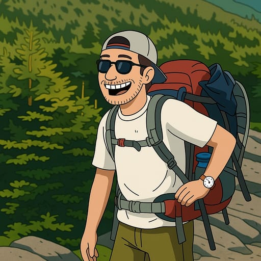 guy-hike photo transformed into BoJack Horseman AI artwork - bojack horseman style generator