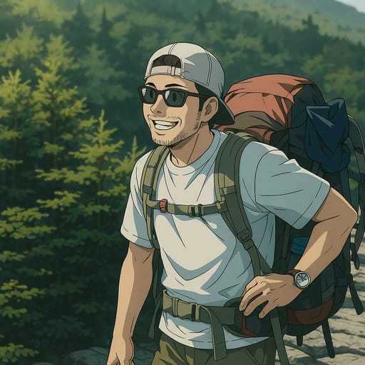 guy-hike photo transformed into Death Note AI artwork - death note style generator