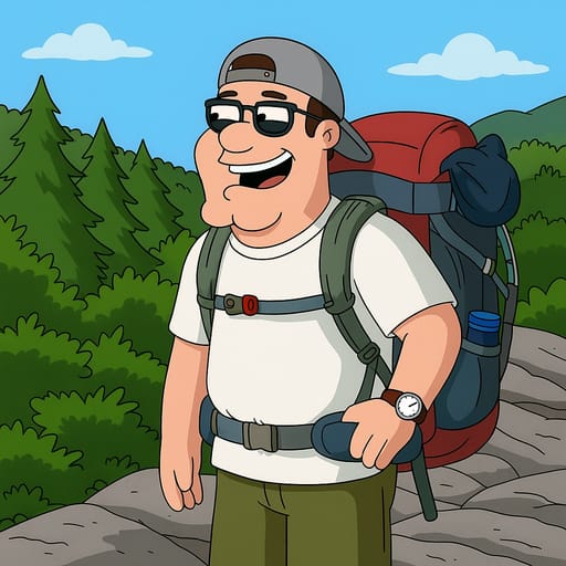 guy-hike photo transformed into Family Guy AI artwork - family guy style generator