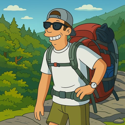 guy-hike photo transformed into Futurama AI artwork - futurama style generator