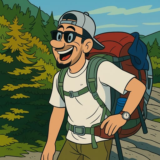 guy-hike photo transformed into Looney Tunes AI artwork - looney tunes style generator