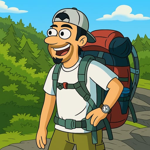 guy-hike photo transformed into Phineas and Ferb AI artwork - phineas and ferb style generator