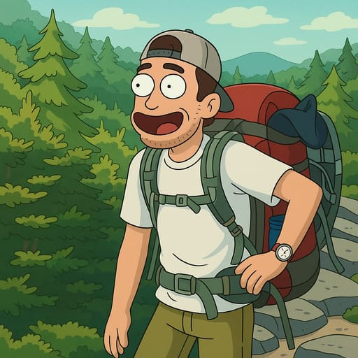 guy-hike photo transformed into Rick and Morty AI artwork - rick and morty style generator