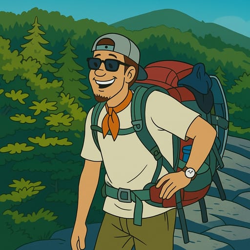 guy-hike photo transformed into Scooby-Doo AI artwork - scooby-doo style generator