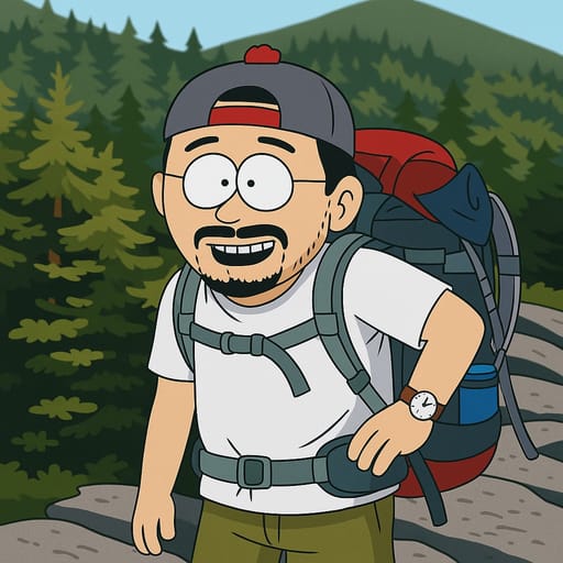 guy-hike photo transformed into South Park AI artwork - south park style generator