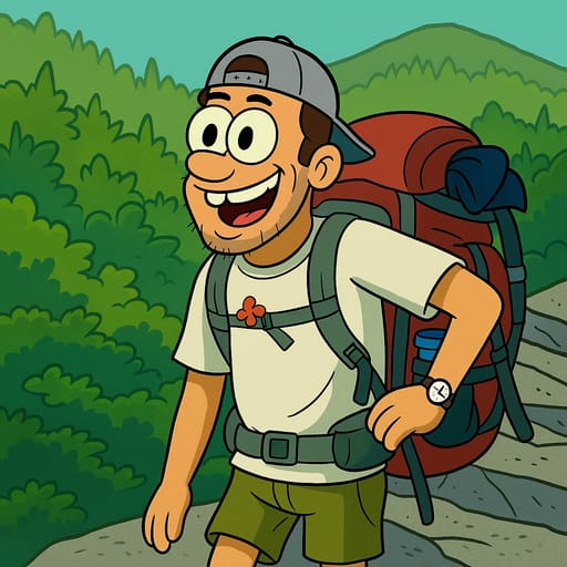 guy-hike photo transformed into SpongeBob SquarePants AI artwork - spongebob squarepants style generator