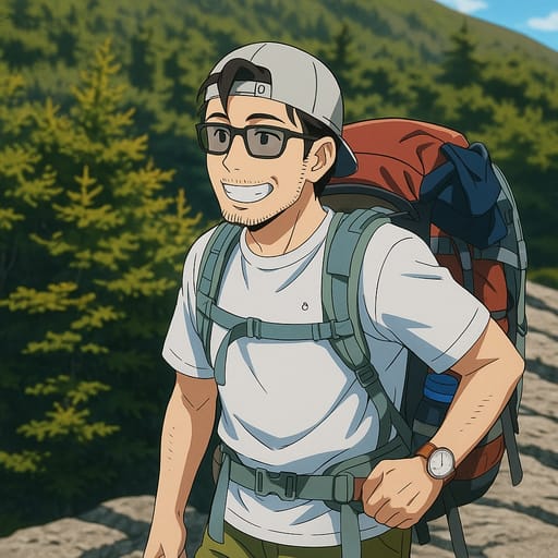 guy-hike photo transformed into Spy × Family AI artwork - spy × family style generator