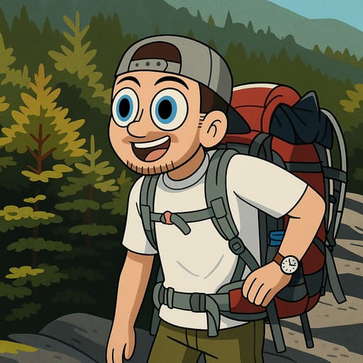 guy-hike photo transformed into The Powerpuff Girls AI artwork - the powerpuff girls style generator