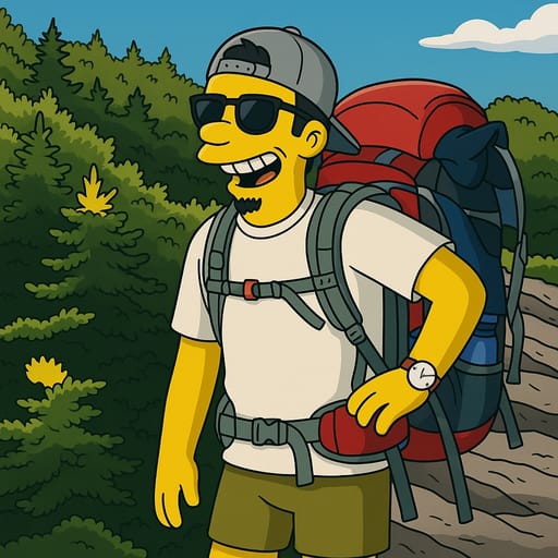 guy-hike photo transformed into The Simpsons AI artwork - the simpsons style generator