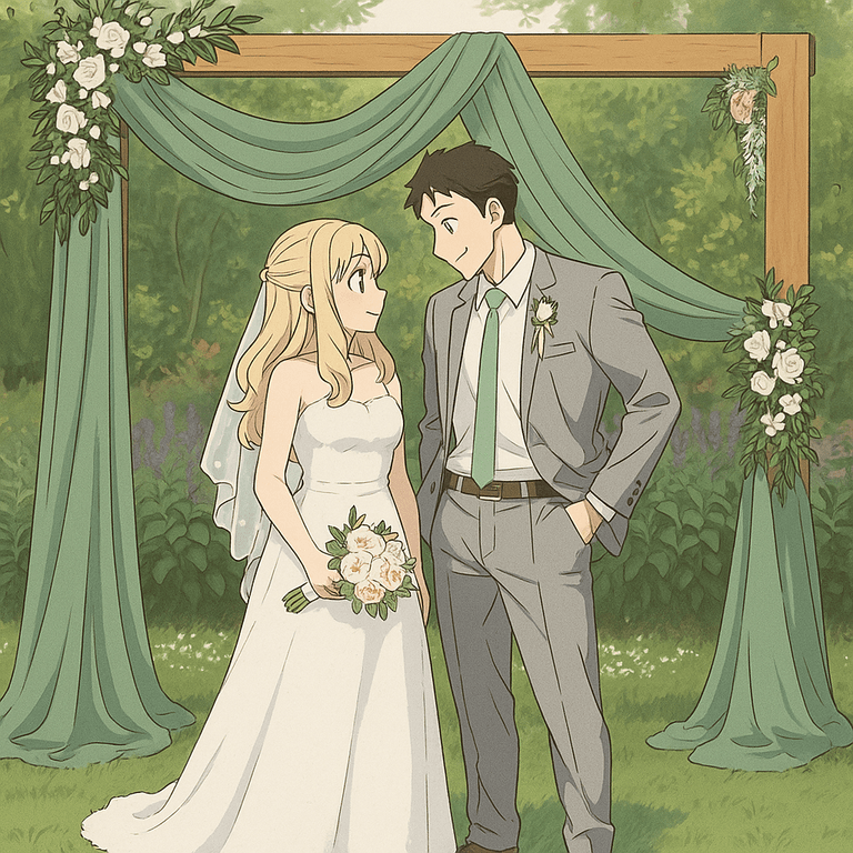 Romantic Anime Couple AI style example 4 - AI-generated romantic anime couple artwork